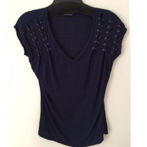 VENUS navy blue top with laces